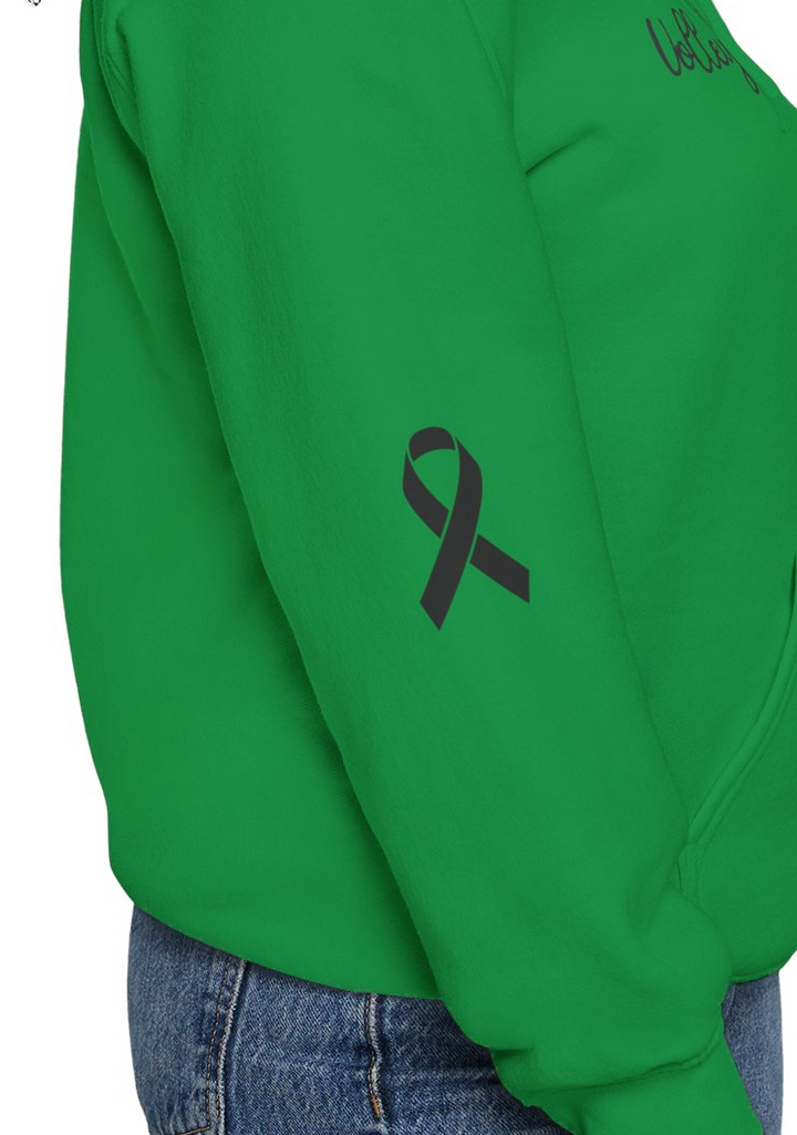 Cancer Collection Pick Your Sport Mom Ribbon & Heart Adult Unisex Hooded Sweatshirt w/Ribbon on Sleeve