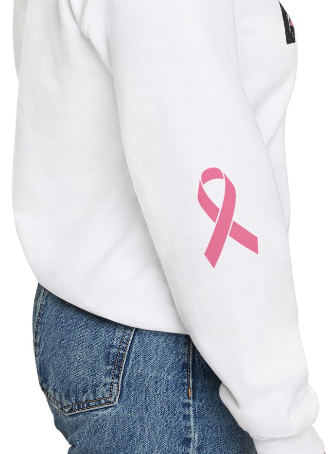 Cancer Ribbon Pick Your Sport Adult Unisex Crewneck Sweatshirt w/Ribbon on Sleeve