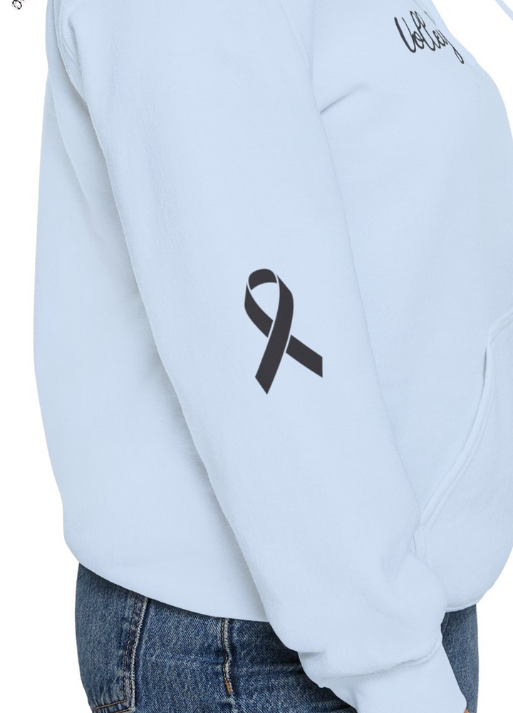 Cancer Collection Pick Your Sport Mom Ribbon & Heart Adult Unisex Hooded Sweatshirt w/Ribbon on Sleeve