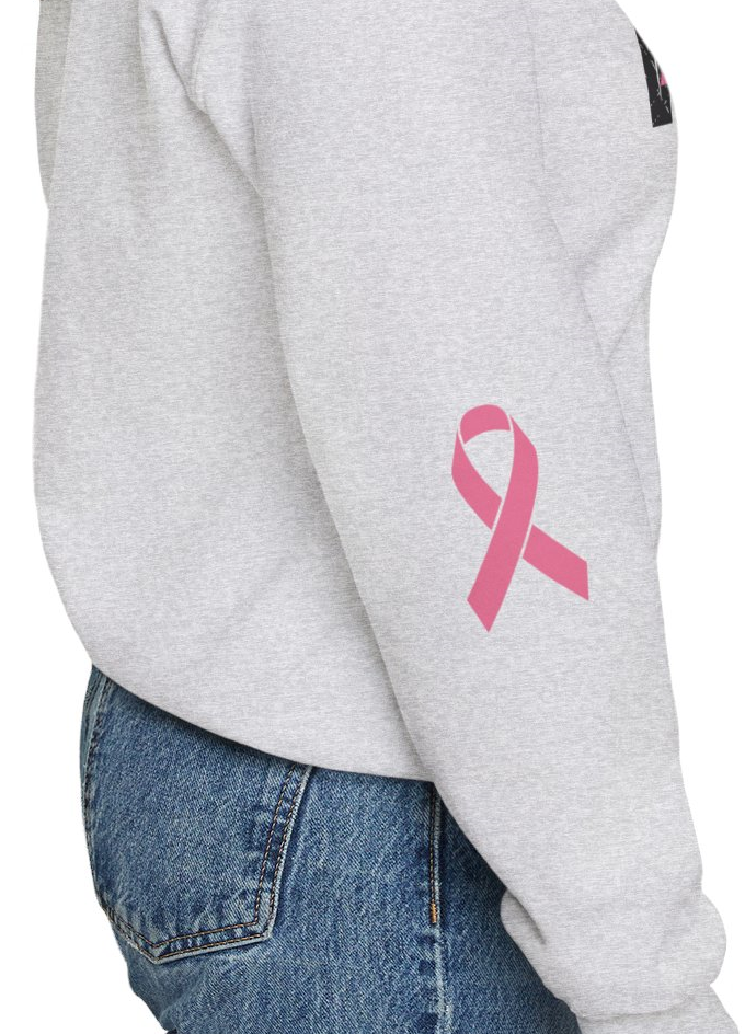 Cancer Ribbon Pick Your Sport Adult Unisex Crewneck Sweatshirt w/Ribbon on Sleeve