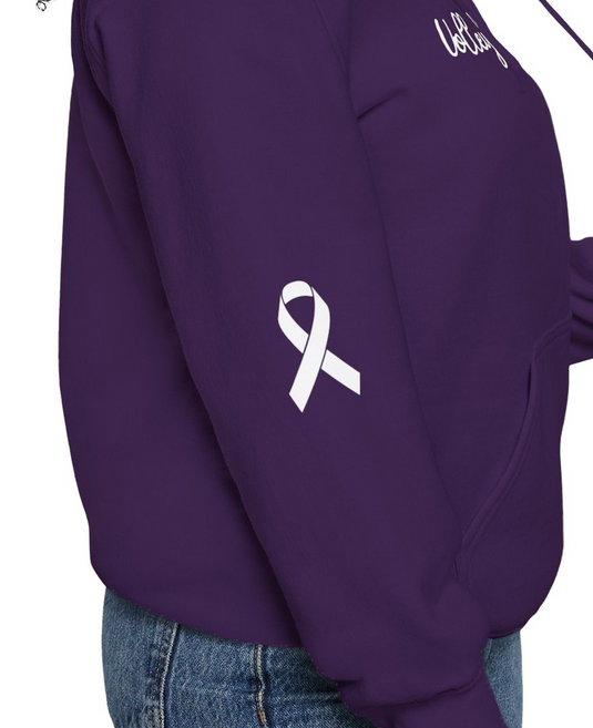 Cancer Collection Pick Your Sport Mom Ribbon & Heart Adult Unisex Basic Hooded Sweatshirt w/Ribbon on Sleeve