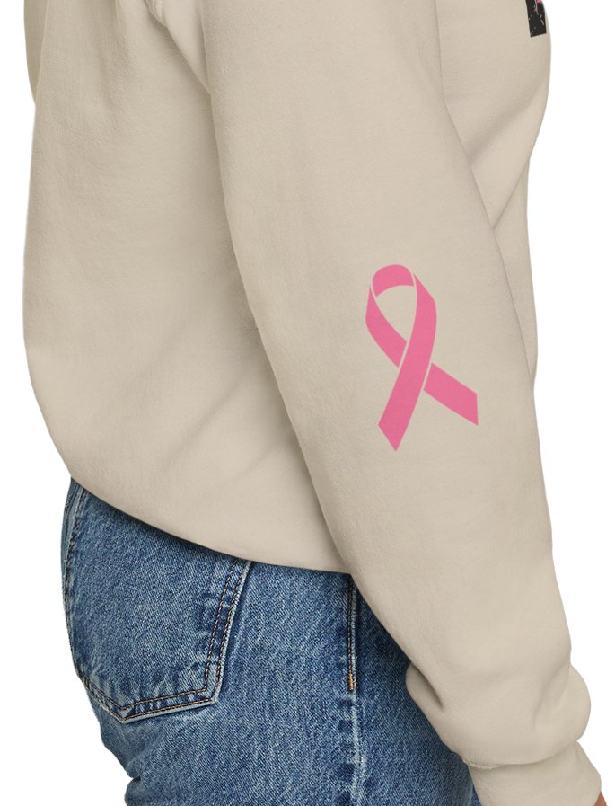 Cancer Ribbon Pick Your Sport Adult Unisex Crewneck Sweatshirt w/Ribbon on Sleeve