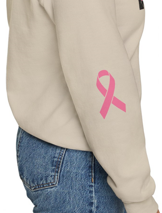 Cancer Ribbon Pick Your Sport Adult Unisex Basic Hooded Sweatshirt w/Ribbon on Sleeve