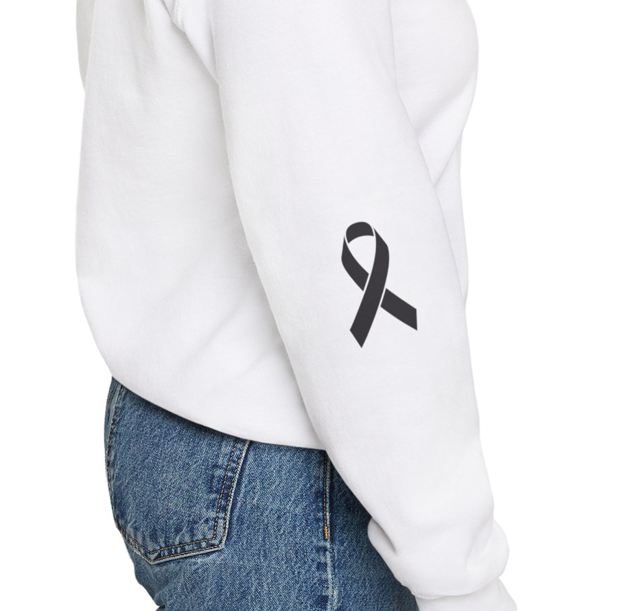 Cancer Ribbon Pick Your Sport Adult Unisex Hooded Sweatshirt w/Ribbon on Sleeve