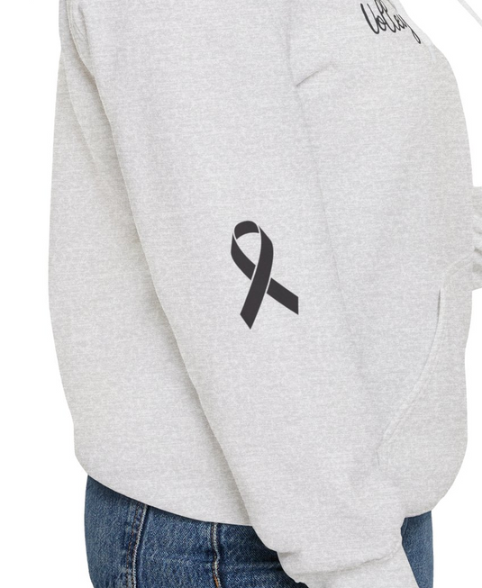 Cancer Collection Pick Your Sport Mom Ribbon & Heart Adult Unisex Basic Hooded Sweatshirt w/Ribbon on Sleeve