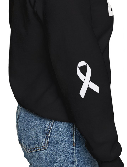 Cancer Ribbon Pick Your Sport Adult Unisex Basic Hooded Sweatshirt w/Ribbon on Sleeve