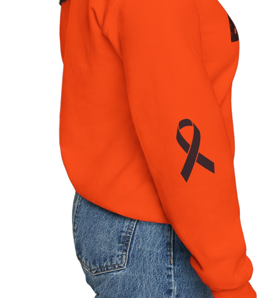Cancer Ribbon Pick Your Sport Adult Unisex Hooded Sweatshirt w/Ribbon on Sleeve