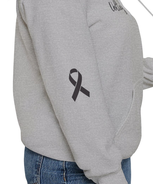 Cancer Collection Pick Your Sport Mom Ribbon & Heart Adult Unisex Basic Hooded Sweatshirt w/Ribbon on Sleeve