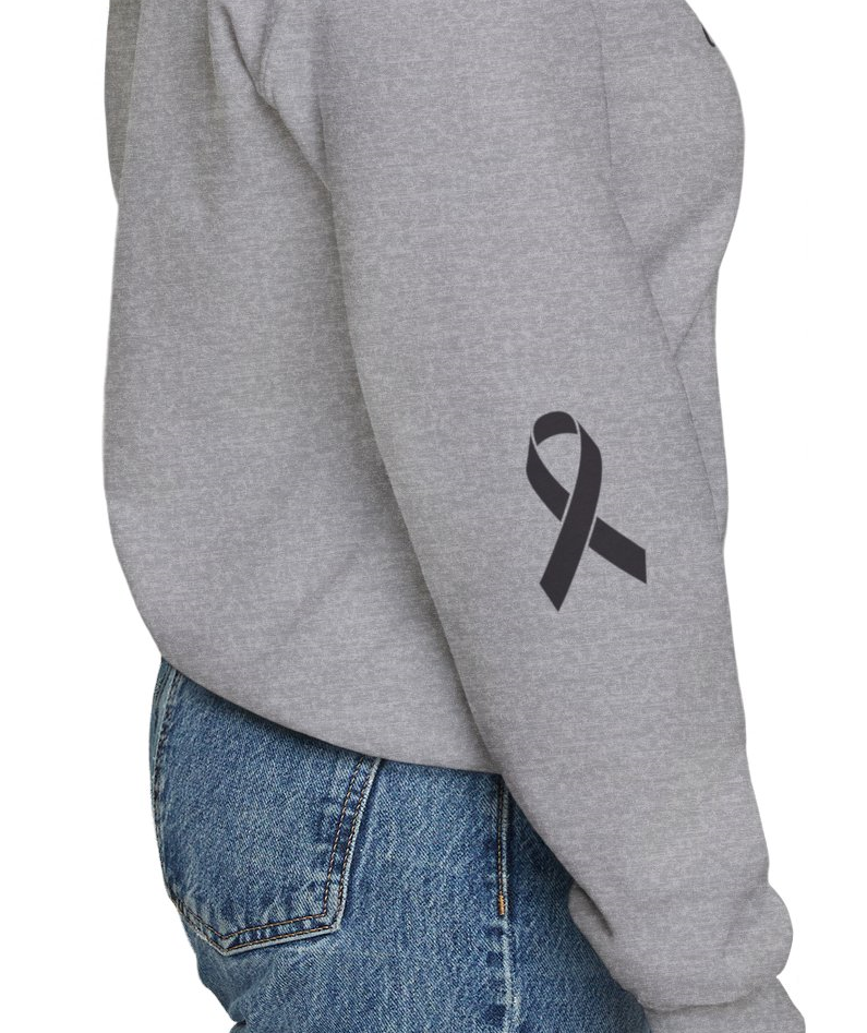 Cancer Collection Pick Your Sport Mom Ribbon & Heart Adult Unisex Crewneck Sweatshirt w/Ribbon on Sleeve