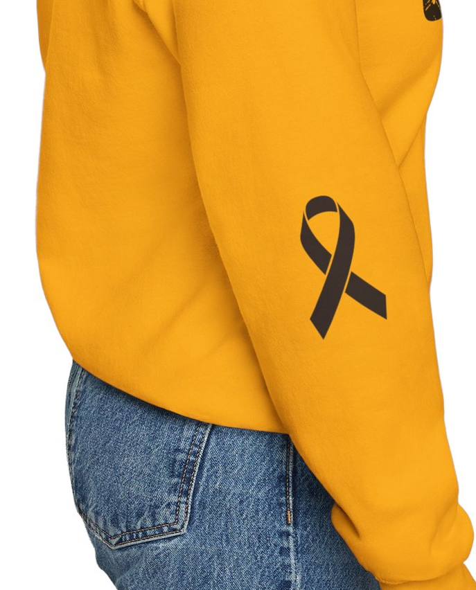 Cancer Ribbon Pick Your Sport Adult Unisex Hooded Sweatshirt w/Ribbon on Sleeve