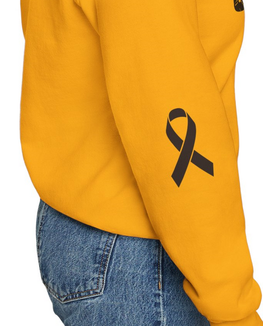 Cancer Ribbon Pick Your Sport Adult Unisex Basic Hooded Sweatshirt w/Ribbon on Sleeve