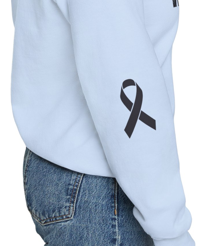 Cancer Ribbon Pick Your Sport Adult Unisex Crewneck Sweatshirt w/Ribbon on Sleeve