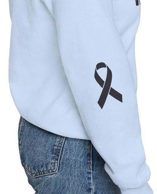 Cancer Ribbon Pick Your Sport Adult Unisex Basic Hooded Sweatshirt w/Ribbon on Sleeve