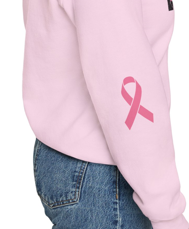 Cancer Ribbon Pick Your Sport Adult Unisex Crewneck Sweatshirt w/Ribbon on Sleeve