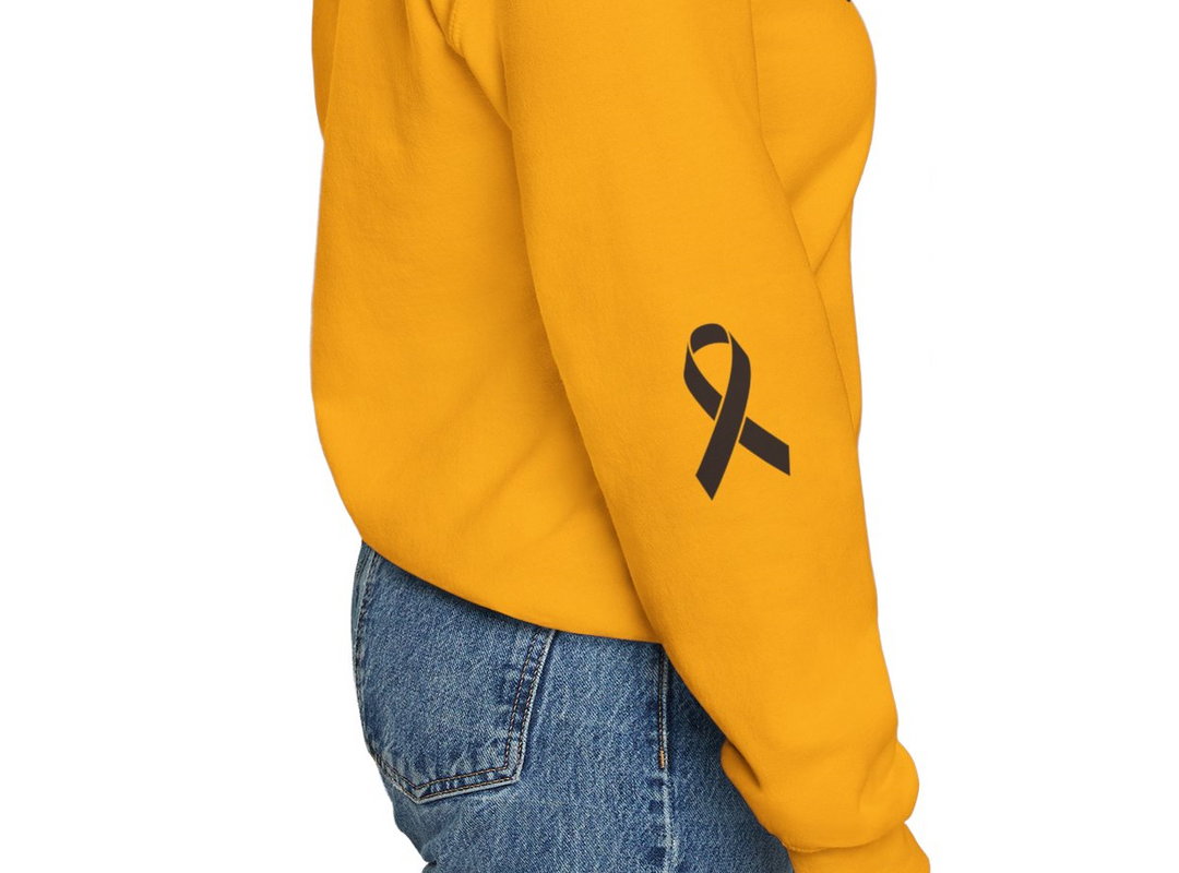 Cancer Collection Pick Your Sport Mom Ribbon & Heart Adult Unisex Crewneck Sweatshirt w/Ribbon on Sleeve