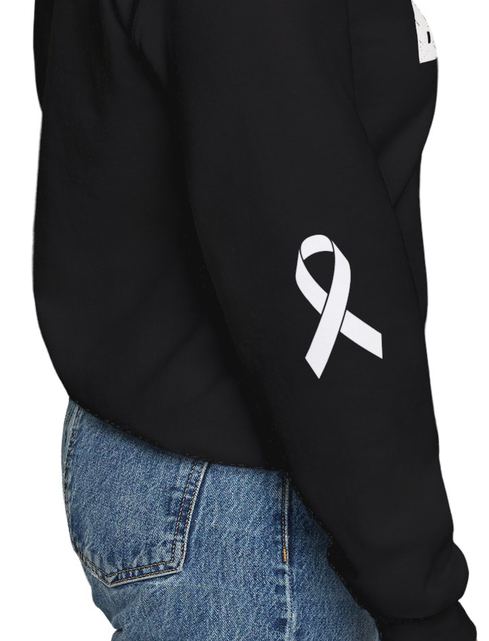 Cancer Ribbon Pick Your Sport Adult Unisex Crewneck Sweatshirt w/Ribbon on Sleeve