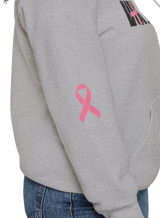 Cancer Ribbon Pick Your Sport Adult Unisex Basic Hooded Sweatshirt w/Ribbon on Sleeve