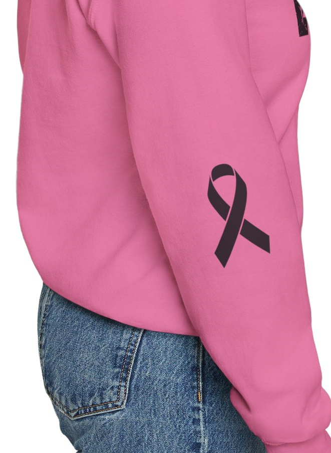Cancer Ribbon Pick Your Sport Adult Unisex Crewneck Sweatshirt w/Ribbon on Sleeve