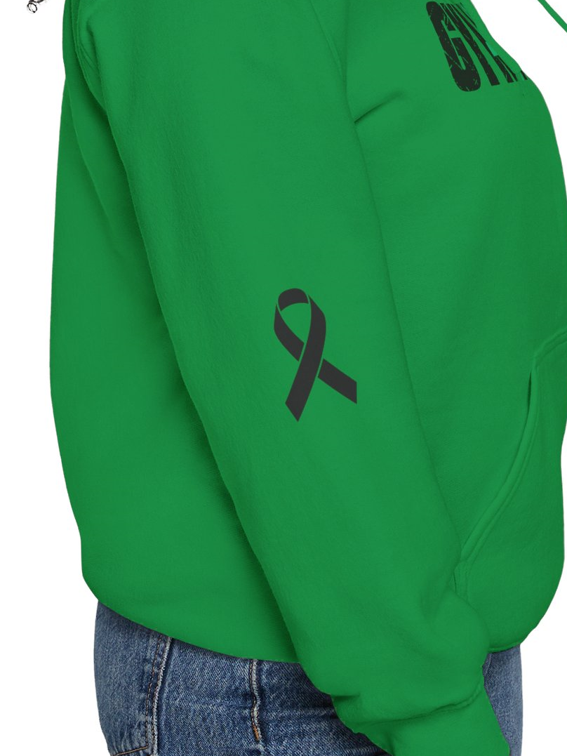 Cancer Ribbon Pick Your Sport Adult Unisex Hooded Sweatshirt w/Ribbon on Sleeve
