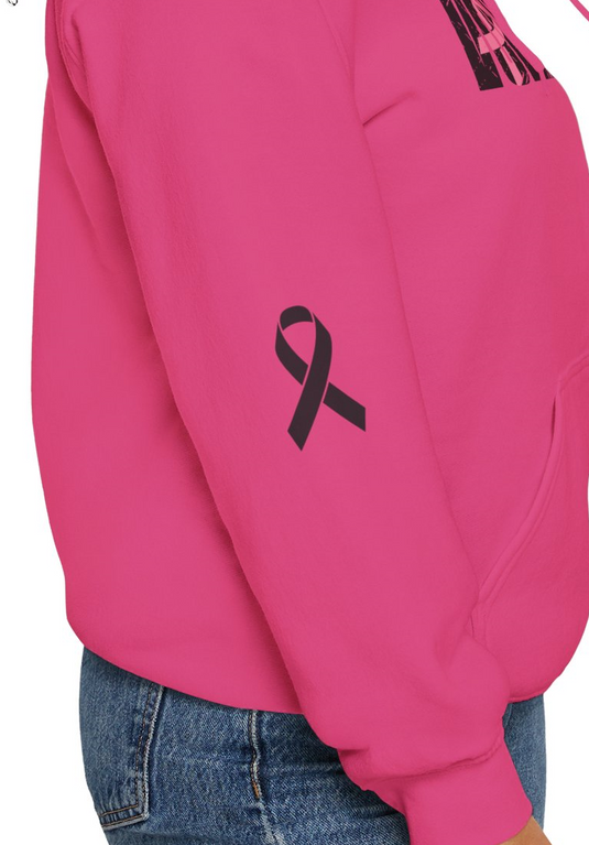 Cancer Ribbon Pick Your Sport Adult Unisex Basic Hooded Sweatshirt w/Ribbon on Sleeve