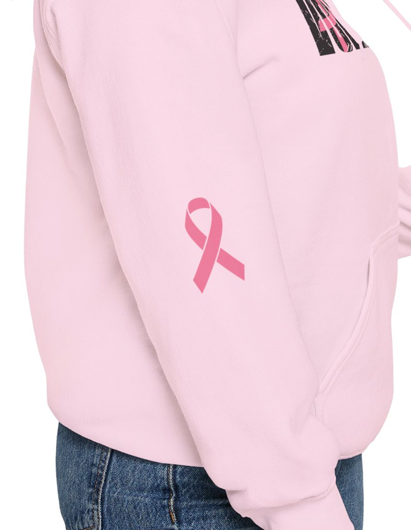 Cancer Ribbon Pick Your Sport Adult Unisex Hooded Sweatshirt w/Ribbon on Sleeve