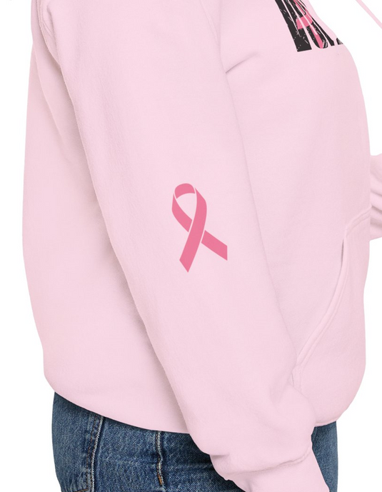 Cancer Ribbon Pick Your Sport Adult Unisex Basic Hooded Sweatshirt w/Ribbon on Sleeve