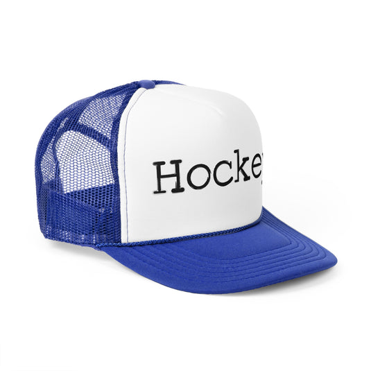 Hockey Typewriter Design Trucker Hat