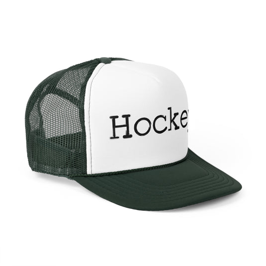 Hockey Typewriter Design Trucker Hat