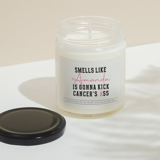 Smells Like Custom Name Is Gonna Kick Cancer's Ass 9oz Candle