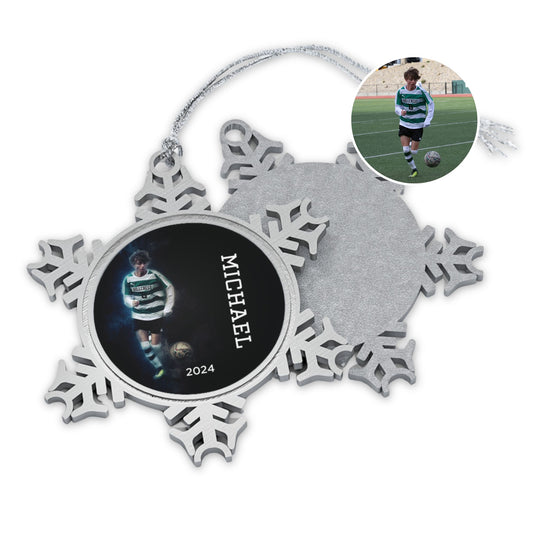 Custom Picture Pewter Snowflake Ornament - Gritty Effect