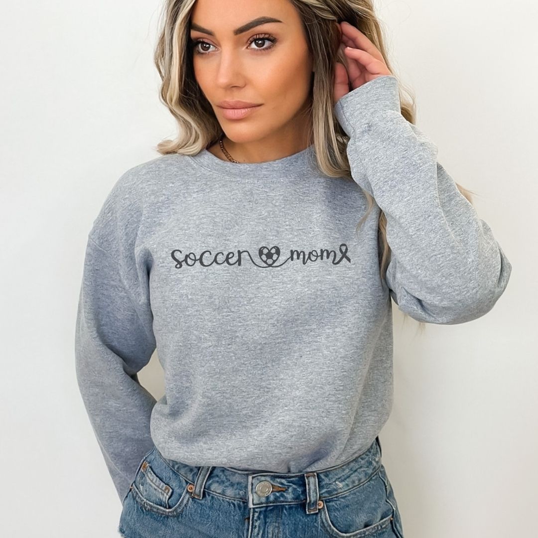Cancer Collection Pick Your Sport Mom Ribbon & Heart Adult Unisex Crewneck Sweatshirt