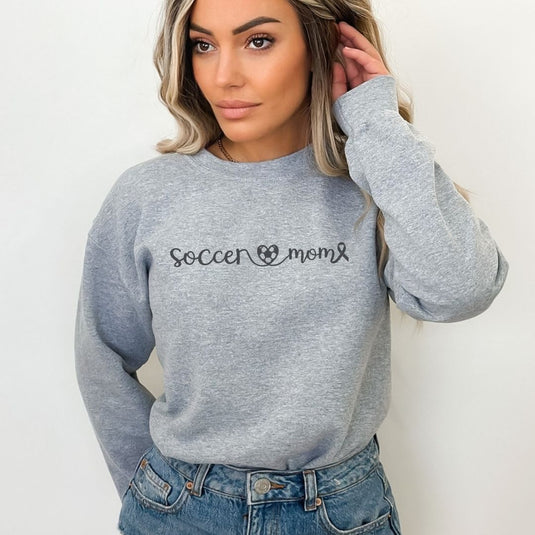 Cancer Collection Pick Your Sport Mom Ribbon & Heart Adult Unisex Basic Crewneck Sweatshirt