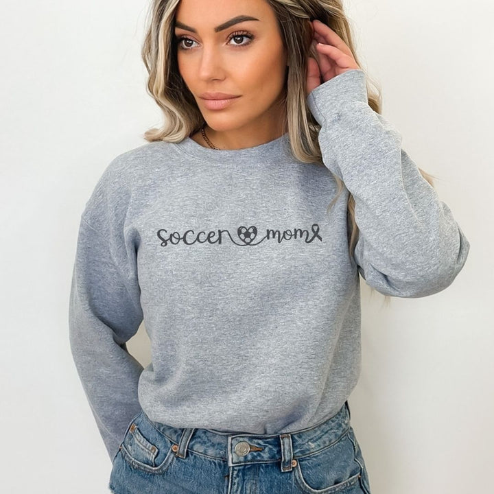 Cancer Collection Pick Your Sport Mom Ribbon & Heart Adult Unisex Crewneck Sweatshirt