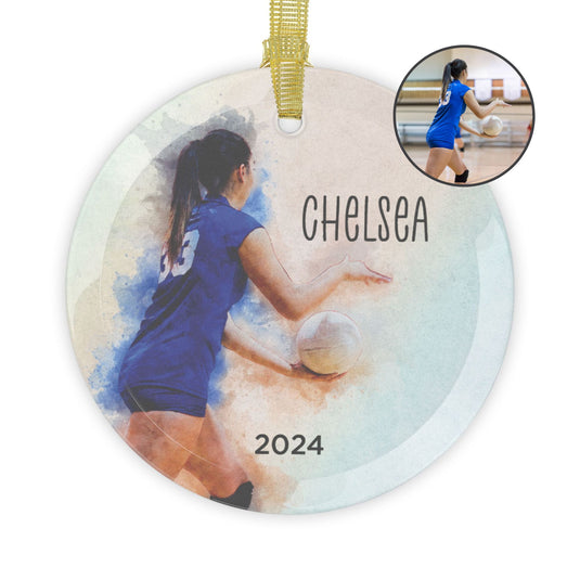 Custom Picture Glass Ornament - Watercolor Effect