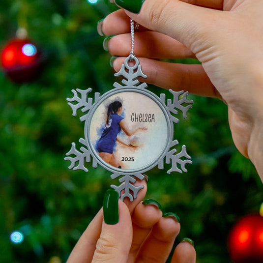 Custom Picture Pewter Snowflake Ornament