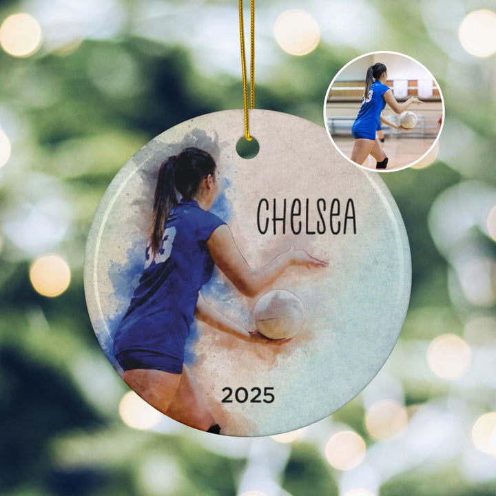 Custom Picture Ceramic Ornament - Watercolor Effect