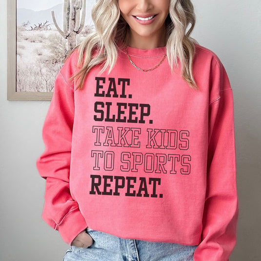 Eat Sleep Take Kids To Sports Repeat Adult Unisex Premium Crewneck Sweatshirt