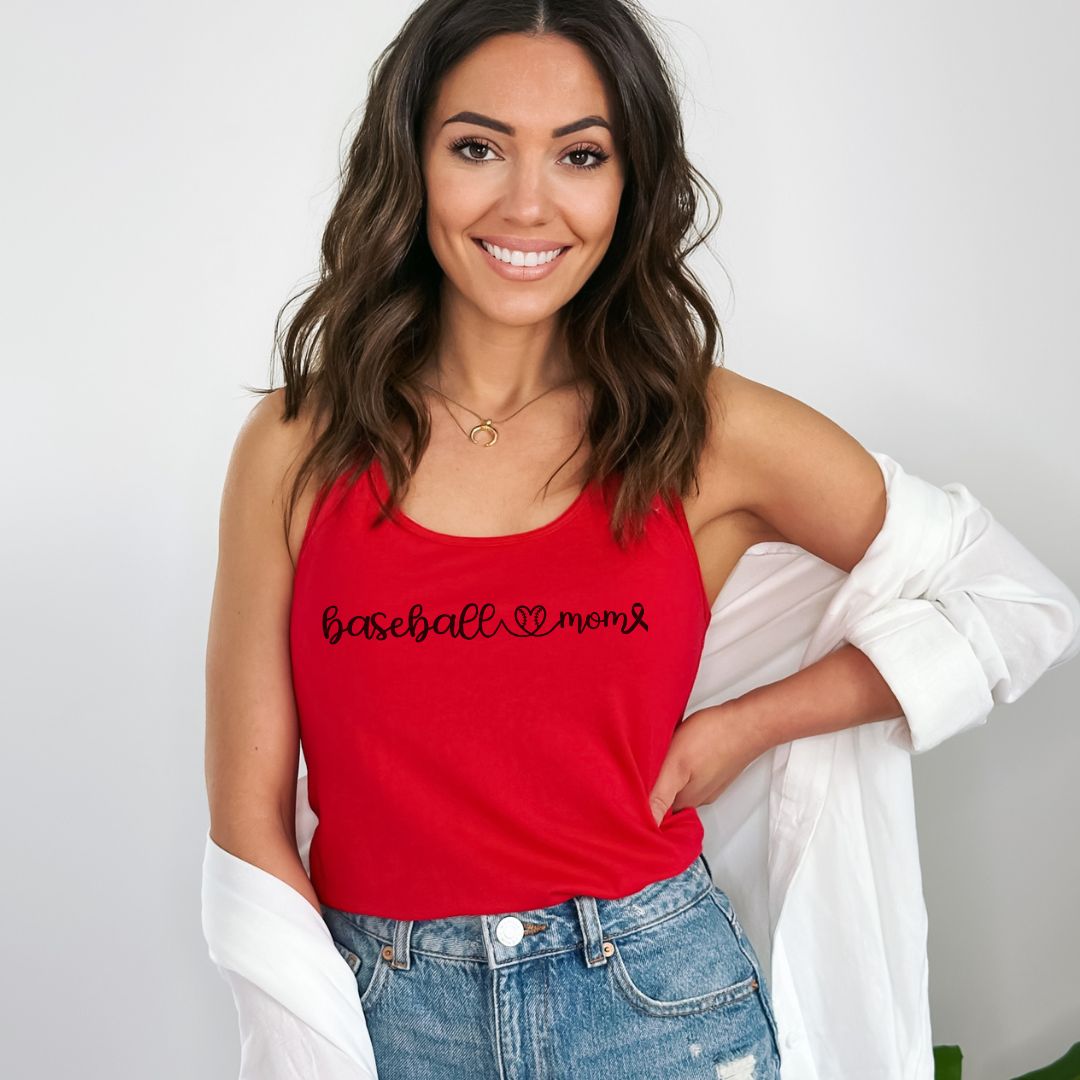 Cancer Collection Pick Your Sport Mom Ribbon & Heart Adult Women's Racerback Tank