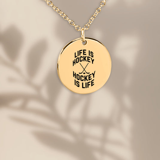 Life Is Hockey Coin Necklace