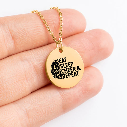 Eat Sleep Cheer & Repeat Coin Necklace