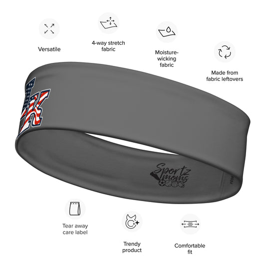 Iron Knights Moisture Wicking Headband Grey w/Flag Logo