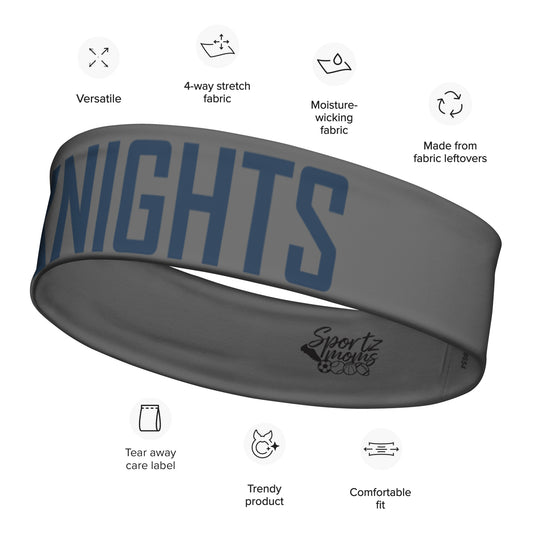 Iron Knights Moisture Wicking Headband Grey w/Text Only