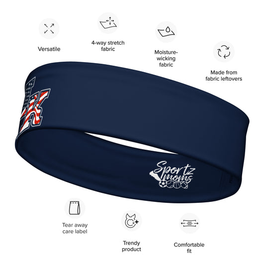 Iron Knights Moisture Wicking Headband Navy w/Flag Logo