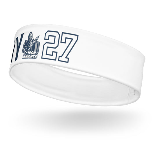 Iron Knights Moisture Wicking Headband White w/Name & Number