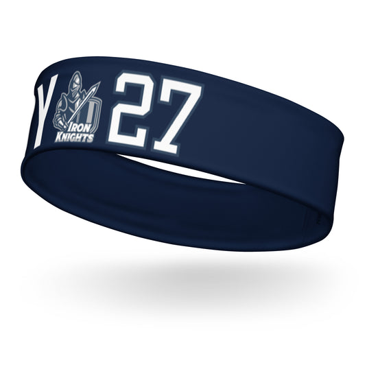 Iron Knights Moisture Wicking Headband Navy w/Name & Number