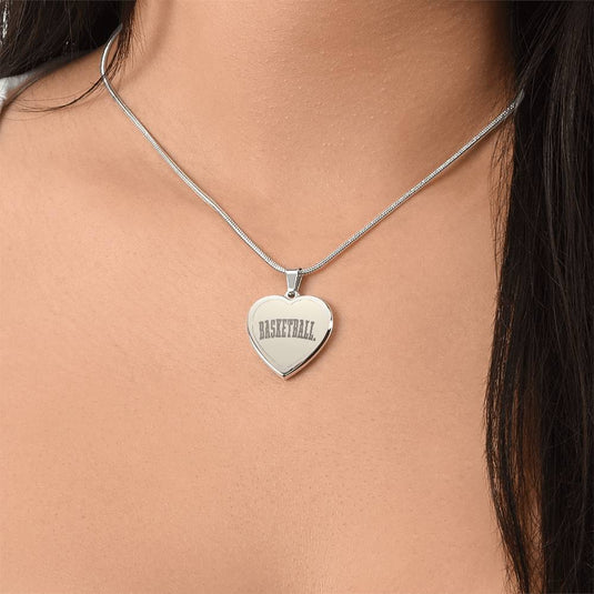 Basketball Tall Design Heart Necklace