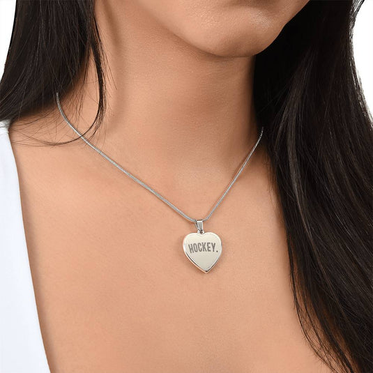 Hockey Rustic Design Heart Necklace