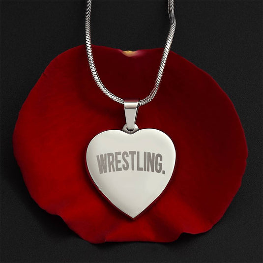 Wrestling Rustic Design Heart Necklace