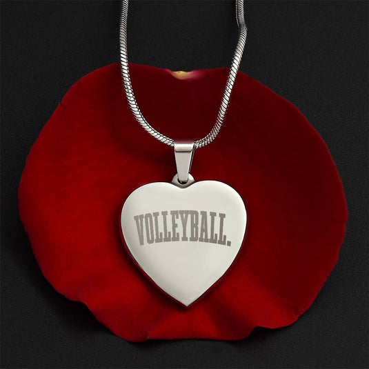 Volleyball Tall Design Heart Necklace