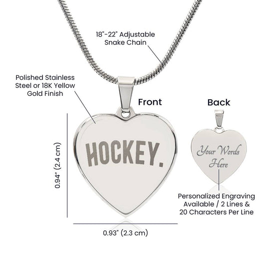 Hockey Rustic Design Heart Necklace